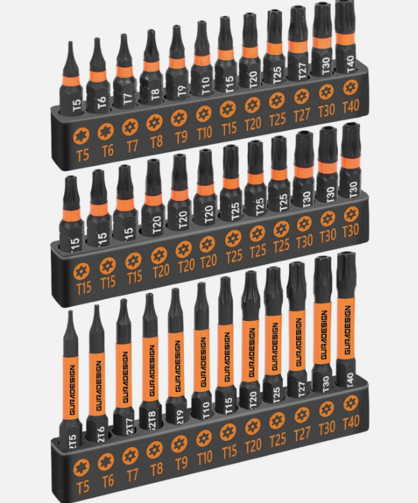 GURADESIGN 36-Piece Torx Bit Set, Tamper Resistant Star Bits One Size, Black