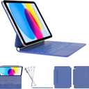 RAYMCRAFT for iPad 11th(A16, 2025)/10th Generation Case with Keyboard, Magic Keyboard 2022, Springy Backlit Keys, Stain-Resistant Surface, Multi-Touch Trackpad, Blue