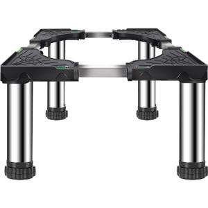 Mini Fridge Stand for 17-27 Inch Appliance, 4 Strong Feet Adjustable Base Tray Anti-Vibration for Mini Refrigerator Washing Machine Pedestal Dryer, Max Load 450lbs (Black, 11.4"-12.6" Height)