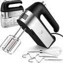 Hand Mixer Electric, 450W Kitchen Mixers with Scale Cup Storage Case, Turbo Boost/Self-Control Speed + 5 Speed + Eject Button + 5 Stainless Steel Accessories, For Easy Whipping Dough,Cream,Cake (Black)