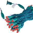 2 x UL Listed 50 Count 5mm Red Led Lights,Outdoor Led String Lights For Garden Tree Decorations,17 Feet Green Wire (Red Color)
