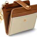 Jogjam Small Ladies Wallet, Rfid Slim Thin Compact Credit Card Women Wallet, PU Leather Bifold Cash Wallet, Zipper Coin Pocket & ID Window, Female Gifts Beige and Brown