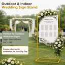 Wedding Welcome Sign Stand, 67" Tall Height - Gold Metal Sign Holder with 6 Leather Straps, Easel Stand for Seating Charts & Event Décor