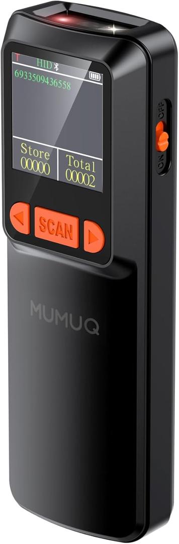 Wireless Barcode Scanner Mini Bluetooth 1D 2D QR Bar Code Scanner 3-in-1 Bluetooth & 2.4G & USB Wire Barcode Reader Compatible with Windows Android iOS Tablet PC (with LCD Screen)