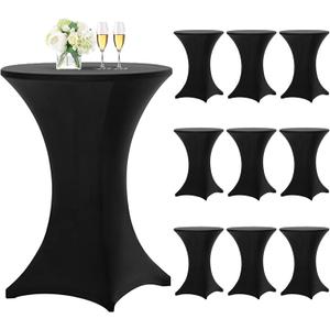10 Pack Cocktail Table Covers Stretch Spandex Tablecloth 32"x43" Black Cocktail Table Cover, Cocktail Round Tablecloth Table Cover for Wedding Banquet Cocktail Party (Black)