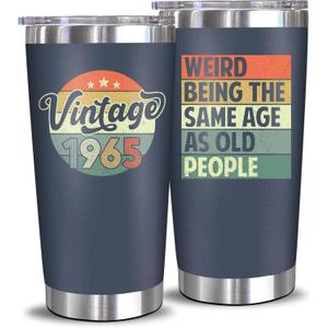 NewEleven 60th Birthday Gifts For Men Women - 1965 60th Birthday Decorations For Him Her - Turning 60 Year Old Gifts For Man, Woman, Mom, Dad, Wife, Husband - 20 Oz Tumbler (Vintage 1965 Navy) NewEleven 60th Birthday Gifts For Men Women - 1965 60th Birthday Decorations For Him Her - Turning 60 Year Old Gifts For Man, Woman, Mom, Dad, Wife, Husband - 20 Oz Tumbler (Vintage 1965 Navy)