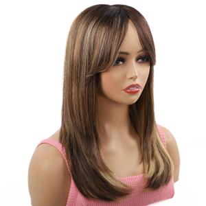 Honey Blonde Wigs for White Women - Missmizz Straight Highlight Brown Wig Human Hair Wigs for White Women can be Restyled to Curly Wigs