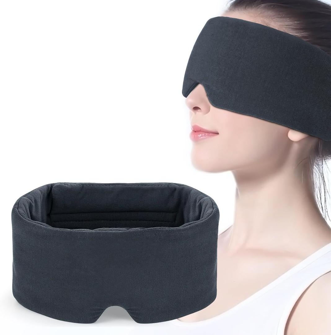 Mavogel Full Coverage Sleep Mask for Sleeping, Light Blocking Eye Mask with Adjustable Closure, Ultra Soft Breathable Modal Eye Cover for Women Men, Pressure-Free for Travel, Nap & Shift Work (Grey)