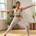 Hybrid & Company Women's Super Comfy Sports Bras Support Crop Top Bralette for Yoga Gym (White, L)