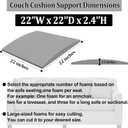 22" x 22" Couch Cushion Support for Sagging Seat, 3 PCS Large Size Insert Sofa Cushion Support for Better Lift, 45D High-Density Foam Couch Replacement for Furniture Seat Sagging Repair, Grey