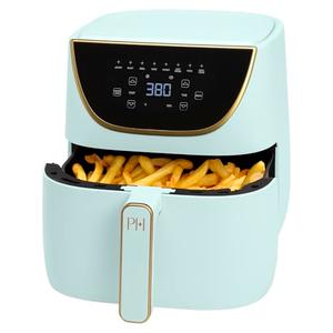 Paris Hilton Air Fryer, Large 6-Quart Capacity, Nonstick Made without PFAS, Touchscreen Display, 8-in-1 (Air Fry, Roast, Broil, Bake, Reheat, Keep Warm, Pizza, Dehydrate), Dishwasher Safe, Aqua