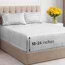 Extra Deep Twin XL Sheet Set - 4 Piece Breathable & Cooling Sheets - Hotel Luxury Bedding Set 18-24 Inch Extra Deep Pockets - Easy Fit, Super Soft, Wrinkle Free & Comfy - Grey Stripes, Twin XL Size