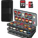 fivtek Switch Game Case for Nintendo Switch 2/Switch/OLED/Lite, Magnetic Games Case Holder with 72 Cartridge & 120 Micro SD Card Slots, Portable Game Cover Organizer Switches Gift Accessories