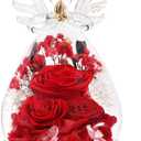 Preserved Rose in Glass Angel Figurine, Mothers Day Gifts for Mom/Wife/Grandma, Forever Flowers Rose Anniversary, Graduation or Birthday Gifts for Women Her