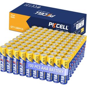 PKCELL AAA Batteries 100 Pack, Triple A Batteries, 1.5V High-Performance Carbon Battery for LED Candles Clock Remote Controls Flashlights