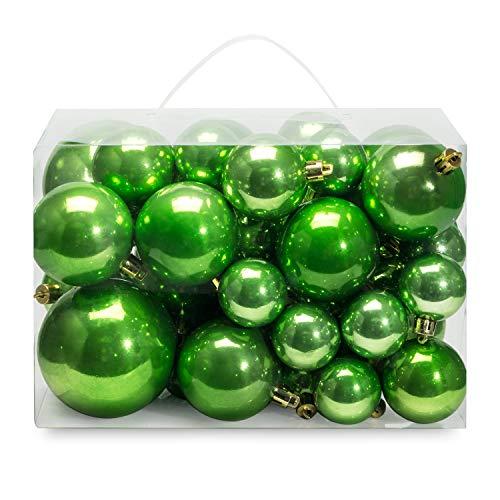 AMS 40ct Christmas Ball Plated Ornaments Tree Collection for Holiday Wedding Party Decoration(40ct Pearl, Green)