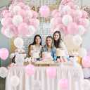 HILAVO Pink Bow Balloons, 12 Inch Pastel Light Pink Transparent White Bow Print Coquette Balloon for Girls Women Birthday Bachelorette Party Bridal Baby Shower Wedding Anniversary Decorations Supplies