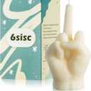 6sisc Middle Finger Scented Candle Danish Pastel Room Decor Aesthetic Pine Fragrance Soy Wax Aromatherapy Hand Gesture Candles Desk Statues Sculpture Ornaments Gift for House Bedroom Supplies Milky