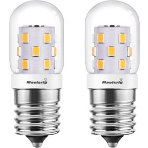 Maelsrlg LED Microwave Light Bulbs Under Hood 40W Equivalent, E17 LED Bulb Dimmable for Range Hood, 3W 380 Lumens, LED Appliance Light Bulb Over Stove, Warm White 3000K, 2 Pack