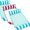 Aqua 4-in-1 Monterey Hammock Pool Float & Water Hammocks, 1-2-3-4 Multipacks Multiple Colors/Styles for Adults and Kids Floating (2 Light Blue & Burgundy/White (Pack of 3))