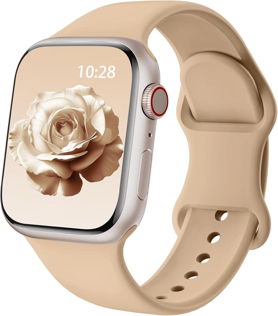 Patenting Sport Band Compatible with Apple Watch Bands for Women Men 38mm/40mm/41mm/42mm(Series 10), Soft Silicone Waterproof Band for iWatch Apple Watch Series 10 9 Ultra 8 7 6 5 4 3 2 1 SE (Walnut)