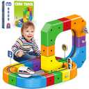 Electric Magnetic Train Track Set, 3D Anti-Gravity Flexible Race Tracks with Motorized Train and Traffic Signs, STEM Building Toy for Kids