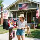 Tiamon American Flag Bald Eagle Mailbox Cover Magnetic 4th of July Post Box Decoration Standard Size 20 x 18 Inch Patriotic Decorative Mailbox Cover for 250th Anniversary Garden Yard Outdoor Decor