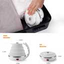 Travel Foldable Electric Kettle - Food Grade Silicone - Meonxy Collapsible Portable Tea Kettle - Boil Dry Protection - Dual Voltage and Separable Power Cord - 555ml - 110/220V