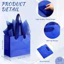 Qilery 50 Pcs Wedding Paper Gift Bags Bulk with Tissue Paper Small Gift Bags with Handle and Tags for Birthday Wedding Mothers' Day Party Business(Dark Blue,4.7 x 2.4 x 3.9'')