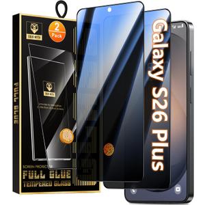 Oterkin 2 Pack Samsung Galaxy S26 Plus Privacy Screen Protector | Fingerprint Unlock Support, Anti Spy 9H Tempered Glass, Full Coverage, Case Friendly, Easy Install