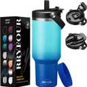 40 OZ Tumblers with Lid and Straw - Travel Coffee Tumbler Keep Cold-36H & Hot-12H, Wide Mouth Insulated Water Bottles for Work Sport Gym, Stainless Steel Tumbler Mug Leak Proof (Ocean Star)