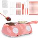 Outamateur Chocolate Melting Pot Electric Chocolate Fondue Mini Fondue Candy Maker with Double Melting Pot for Milk Chocolate,Cheese,Butter,Candy (Pink)