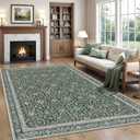 Rugland 8x10 Area Rugs - Stain Resistant Washable Rug, Anti Slip Rugs for Living Room, Vintage Tribal Area Rugs(Vintage01-Green, 8'x10')
