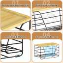 2 Pack Stackable Trash Bag Holder, Wall Mount Garbage Bag Dispenser with Bamboo Top, Trash Bags Organizer Under Sink (Black-2 Pack)