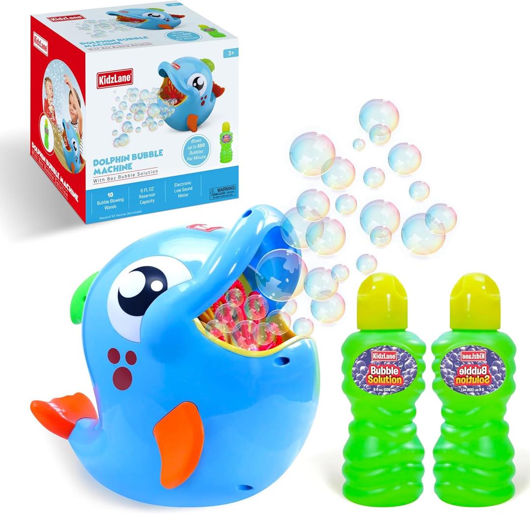 Kidzlane Bubble Maker Machine for Kids - Big Bubbles Speed Blower for Toddler's Outdoor Party Play - Makes 500 to 1000 per Minute (Bubble Dolphin) - Easter Basket Filler and Easter Gift for Children