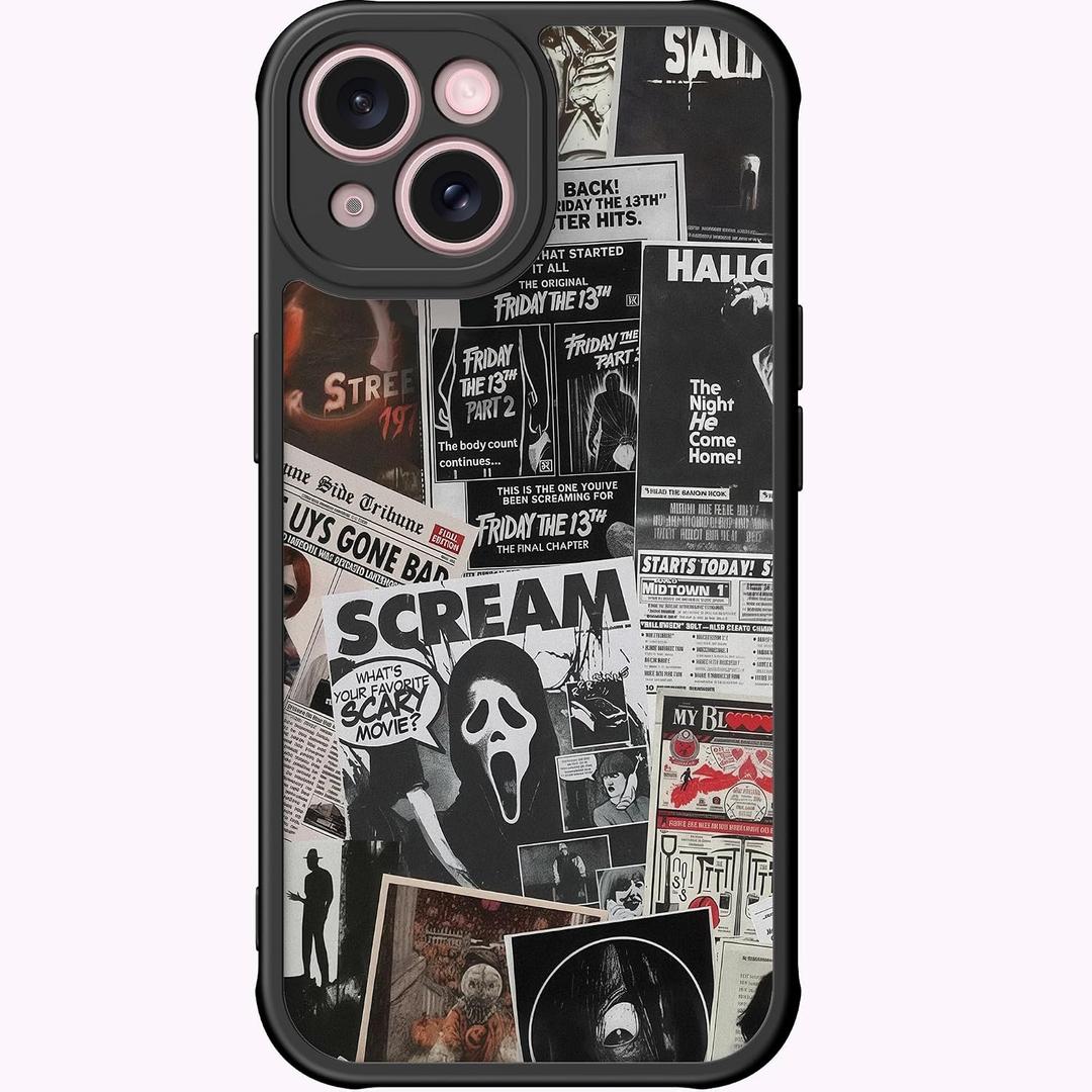 DEENAKIN for iPhone 15 Case Cute,Aesthetic Floral Hard Shell,Compatible with Magsafe,Trendy Unique Cool Retro Western Coquette Protective Slim Phone Cover for Women Girls,Scream