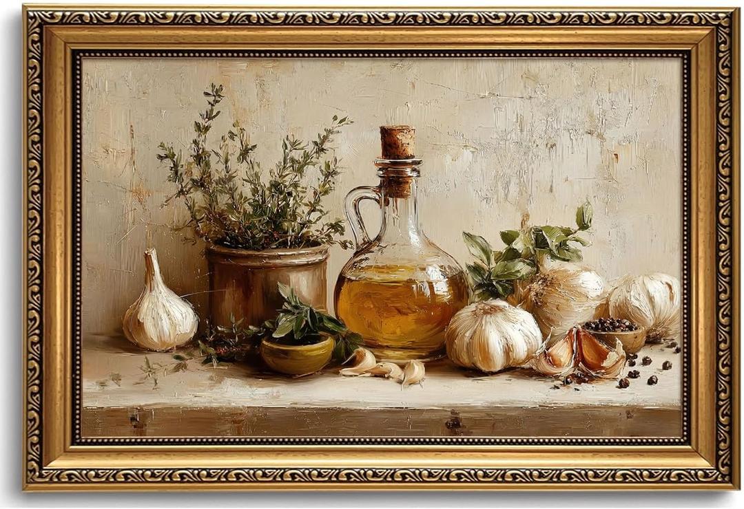 Vintage Gold Framed Wall Art Kitchen Farmhouse Food Still Life Wall Decor, 24"L x 16"W