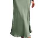 PRETTYGARDEN Women's Satin Skirts Dressy Casual 2025 Fall High Waisted Cocktail Wedding Flowy Elegant A Line Midi Skirt (Light Green) (Large)
