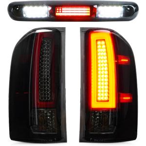 LED Tail Light + 3rd Brake Light Kit Fit for Chevy Silverado 1500 2500 HD 3500 HD 2007-2014, for GMC Sierra 3500 HD 2008-2014 with Dual Wheel Only, 3Pcs, Smoke Lens