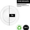Lillian Tablesettings Premium Quality Heavyweight Plastic Plates China Like Wedding and Party Dinnerware Plastic Plates 9 inch, Crystal Clear - Value Pack 30 Count