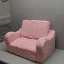 Kids Sofa, 2-in-1 Flip-Out Foam Couch with Soft Sherpa Cover, Cozy Play Lounge Chair, Pink (Medium)