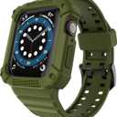 GELISHI Compatible with Apple Watch Band 41mm 40mm 38mm, Men Rugged Protective Case Bumper with Sport Band Military Shockproof Case for Watch Series 9 8 7 6 SE 5 4 3 2, Army Green