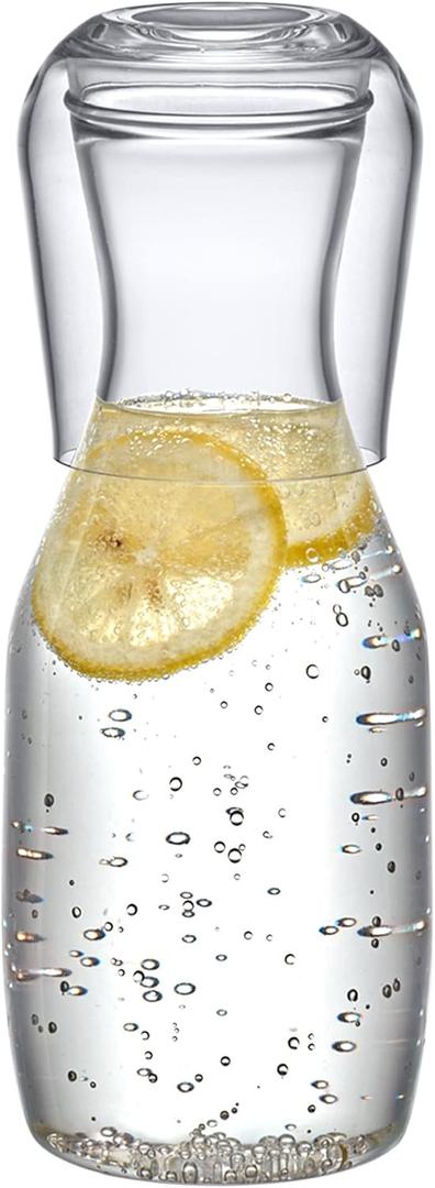 Amazing Abby - Aurora - Acrylic Bedside Carafe Set, Plastic Water Carafe with Dual-Use Tumbler/Lid, Easy-Access for the Night, Shatter-Proof, BPA-Free, Great for Bedroom, Bathroom, Kitchen, and More