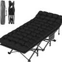 Suteck Camping Cot, Folding Camping Cot Bed for Adults Sleeping 1200D Double Layer Oxford Portable Folding Outdoor Cots for Camping W/Soft Pad Carry Bag for Home Office Nap Beach Travel