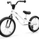 bicystar Kids Balance Bike with Real Rubber Air Tires - 16 Inch Big Kid Bicycle Ages 5-8, Adjustable Seat & Handlebars, Lightweight No Pedal Training Bike (White)