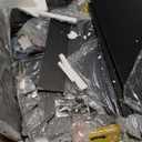 Garvee Buffet Sideboard Cabinet with Storage, 46.4 in Large Fluted Kitchen Sideboard Cabinet with 2 Glass Doors 3 Drawers and Shelves, Faux Marble Top Buffet Table for Dining Room, Living Room, Black