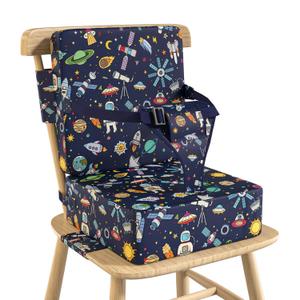 Booster Seat for Kitchen Chair with Backrest & 4 Adjustable Straps, Portable TPU Waterproof & Anti-Scratch Toddler Booster Seat for Dining Table, Non-Slip & Removable