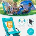 KingCamp Low Beach Chair, High Back Folding Camping Chair for Adults, Oversized Breathable Mesh Seat, 300lbs Heavy Duty Portable Chair with Cup Holder & Storage Pockets for Beach, Outdoor