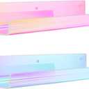 upsimples Acrylic Shelves for Wall Decor, 15" Display Shelf for Perfume, Skincare, Nail Polish, Wall Organizer for Bathroom, Bedroom, Living Room, Playroom, Kids Bookshelf, Iridescent, 2 Pack