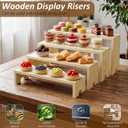 2 Set Wooden Cupcake Stand for Decor, 4 Tiered Stackable Display Risers, Farmhouse Decor Wood Dessert Table Display Set for Party, Vendor Events, Original Wood